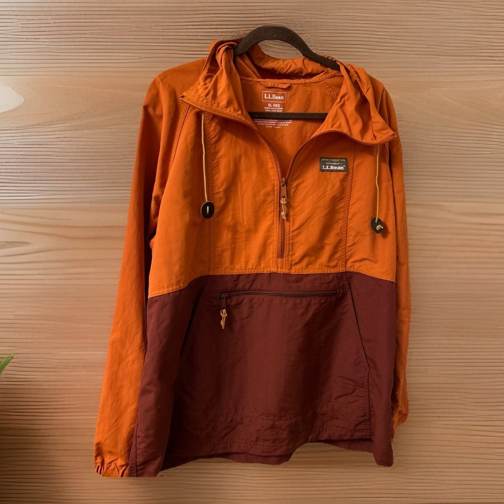 LL Bean Jacket Mountain Colorblock Anorak Hooded Windbreaker 1/2 Zip Women's XL - Picture 3 of 6
